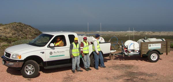 All Seasons Weed Control in Northern CA - weed control team on remote location in Central 
        California