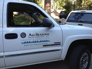 All Seasons Weed Control truck on a weed control job